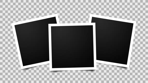 Empty photo frames mockup. Empty photo frames mockup isolated on transparent background. Scrapbook design. Set of template photo frames with shadow. transparent background image pictures stock illustrations