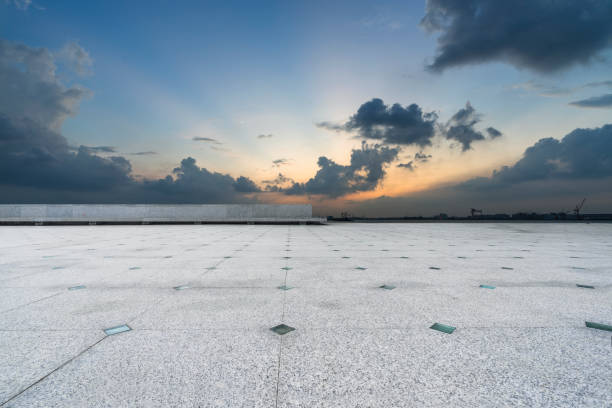 Empty square floor and blue sky nature landscape