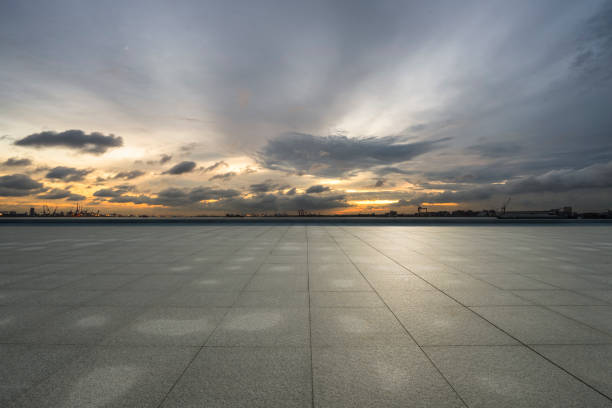 istock Empty square floor and blue sky nature landscape 1183503299