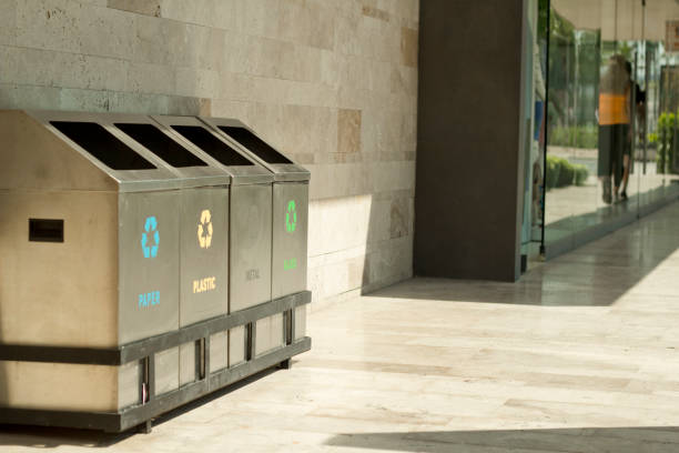 istock Containers for separate waste collection: organic, paper, plastic for recycling. 1183506387