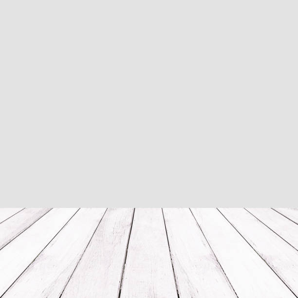 istock Wooden white balcony on gray background. 1183508491