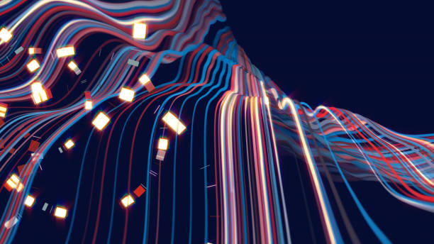 istock Glowing lines, cyber  neon lights abstract technology background 1183513167