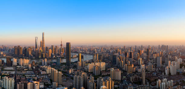 istock Shanghai skyline at sunset. 1183521577
