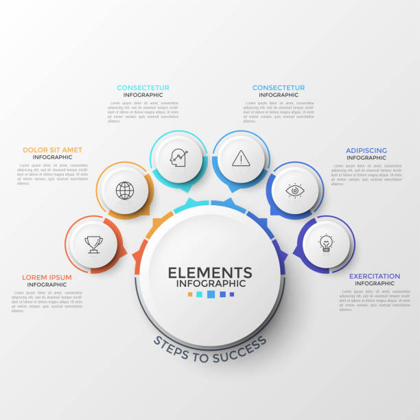 ilustrações de stock, clip art, desenhos animados e ícones de modern infographic template - infographic 6 points