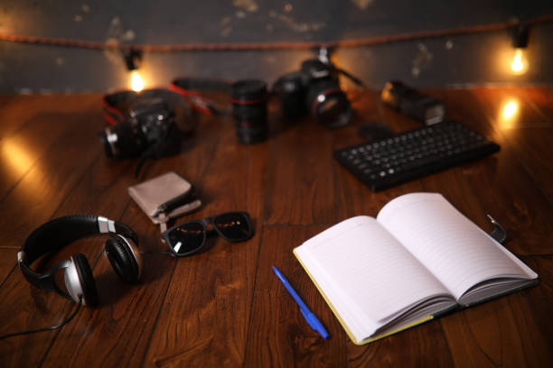 istock The photographer's desk, digital camera accessories 1183531040