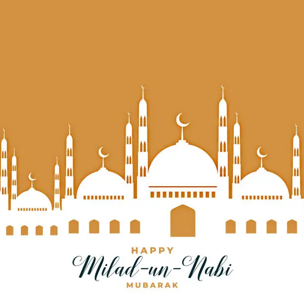 Vector illustration of mosque greeting for milad un nabi festival