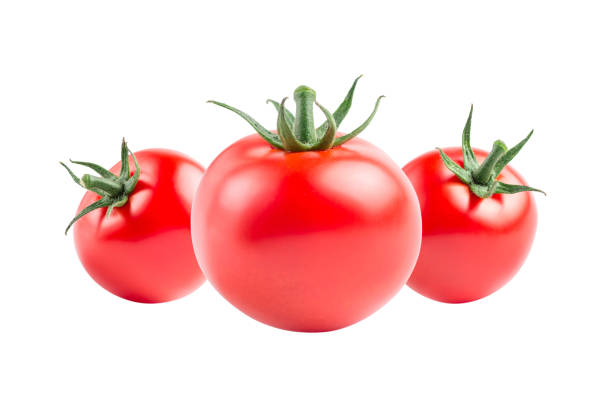 istock Vegetable pattern of red tomatoes on white background. Flat lay, top view. Food background. 1183533588
