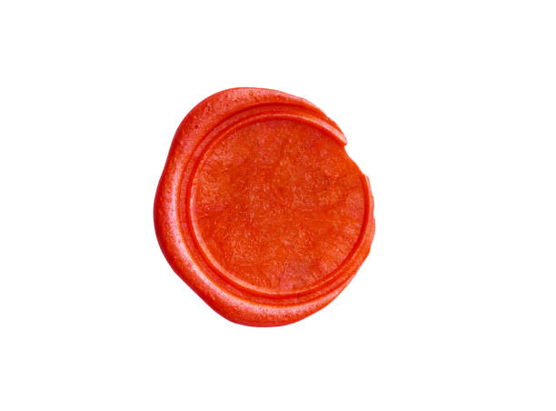 istock Red wax stamp seal isolated on white background 1183535988