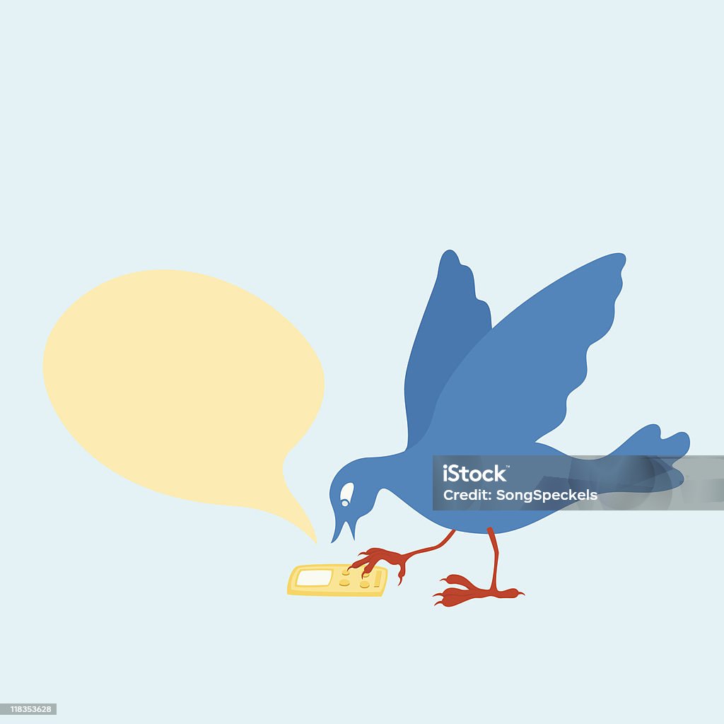 Oiseau envoi de SMS - clipart vectoriel de Cartoon libre de droits