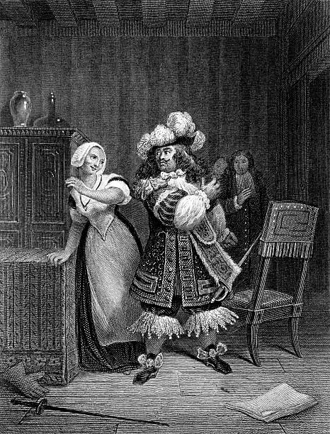 ilustrações de stock, clip art, desenhos animados e ícones de criada gargalhadas, renascentista nobleman francesa - dress to impress
