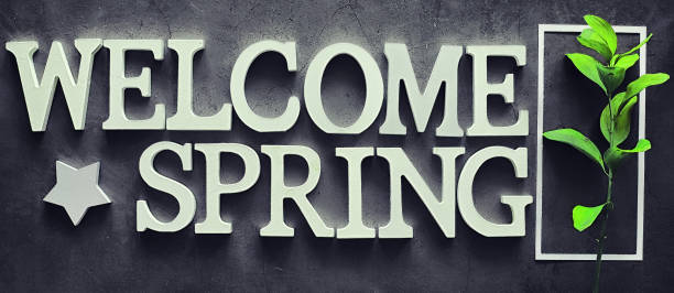 istock Poster concept. On a dark background the inscription about springtime. 1183539284