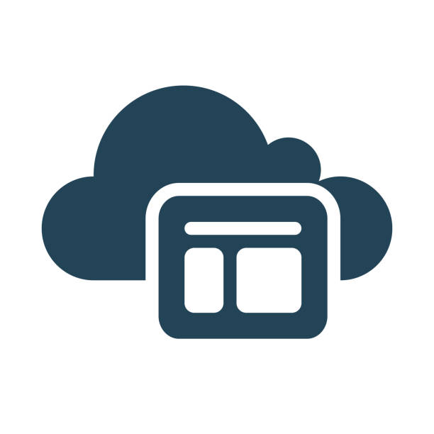 Web based software. Cloud Computing Icon. Simple outline filled icon style. Perfect symmetrical. paper based equipment stock illustrations