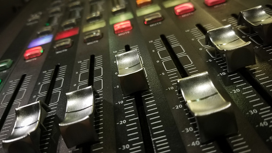 studio audio control panel and sound system control panel