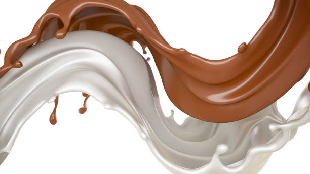 istock Milk and chocolate splash, liquid. 3d illustration, 3d rendering. 1183541185
