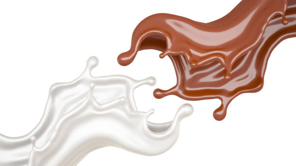 istock Milk and chocolate splash, liquid. 3d illustration, 3d rendering. 1183541194