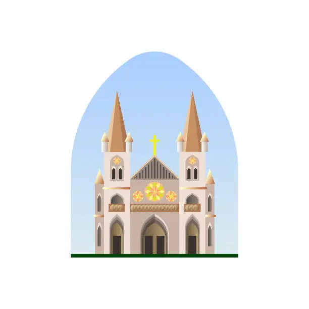 Vector illustration of Christian cathedral vector. Christian temple. Catholic Church. Building