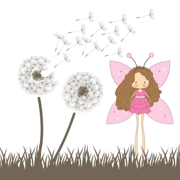 ilustrações, clipart, desenhos animados e ícones de fada cor-de-rosa pequena - fairy cartoon baby girls little girls