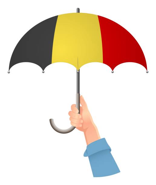 ilustrações, clipart, desenhos animados e ícones de guarda-chuva da bandeira de bélgica - belgium belgian flag flag shield