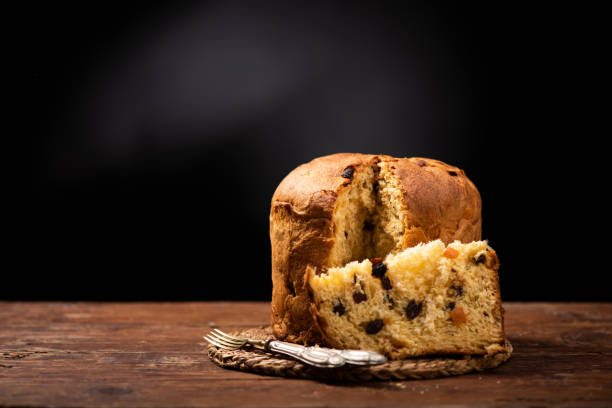 Panettone is the traditional Italian dessert for Christmas stock photo