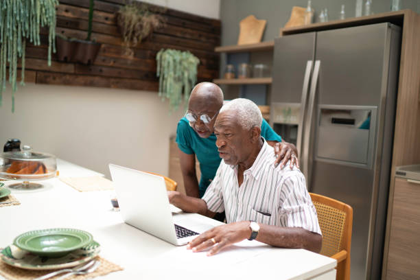 istock Senior couple doing home finances 1183551361
