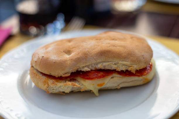Italian Panini sandwich with Salami and Cheese