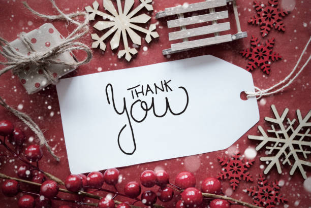 istock Red Christmas Decoration, Label With Thank You 1183553969