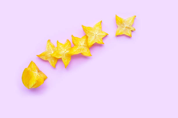 istock Ripe star fruit on pink background. 1183555598