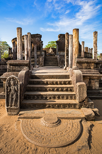 Angkor Wat, Cambodia - January 20, 2020: The Thousand God Library building at Angkor Wat temple. The Angkor Wat is a Hindu temple complex in Cambodia and is the largest religious monument in the world.