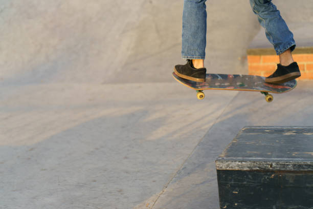 istock Skateboarding in the skate park 1183558844