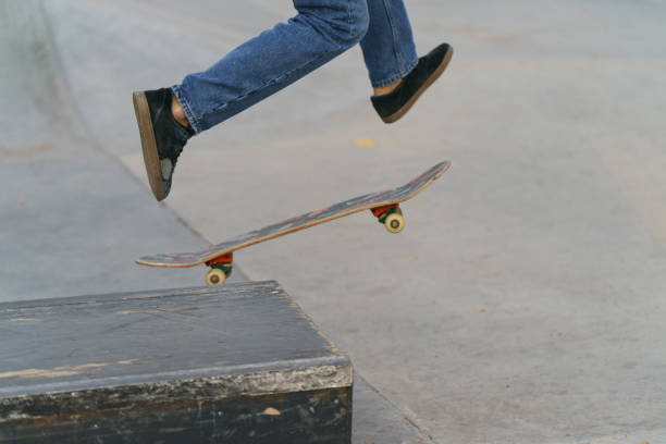 istock Skateboarding in the skate park 1183558845