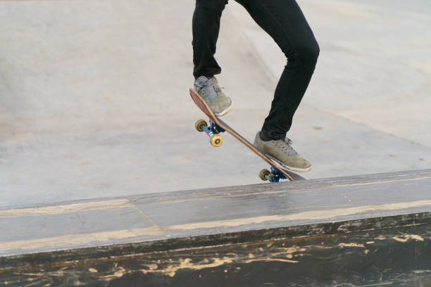 istock Skateboarding in the skate park 1183558846