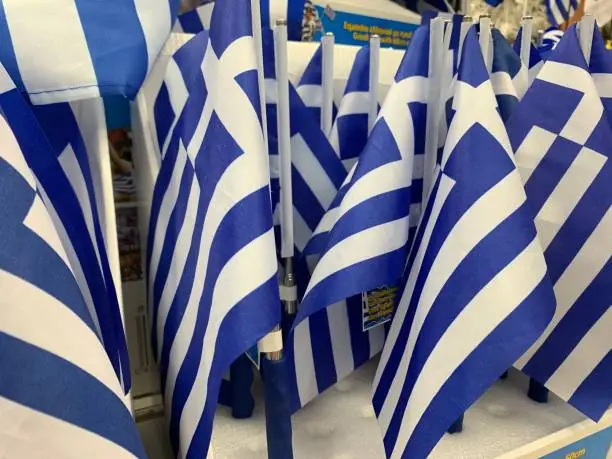 Photo of Greek flag. Oxi day symbol