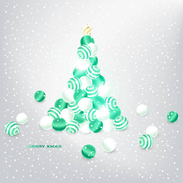 istock Christmas tree made from 3d balls, vector winter background with colored 3d spheres and snow 1183559740