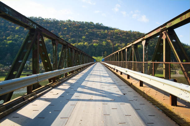 istock Old steel bridge across river 1183559743