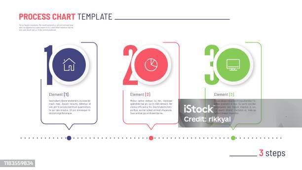 Vector Infographic Numbered Process Chart Template Three Steps Stock ...