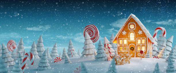 niesamowita wróżka dom bożonarodzeniowy - christmas window magic house zdjęcia i obrazy z banku zdjęć