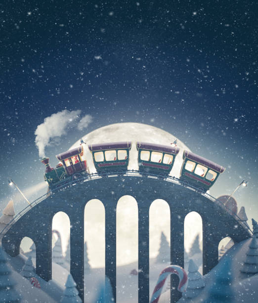 istock Amazing cute christmas train 1183561881