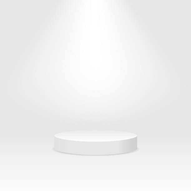 istock White cylinder template. 3d base stand podium or studio pedestal round platform showroom illustration 1183563761
