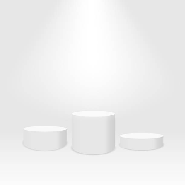istock White cylinder template. 3d base stand podium or studio pedestal round platform showroom illustration 1183563773