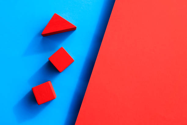 Wooden blocks on blue background