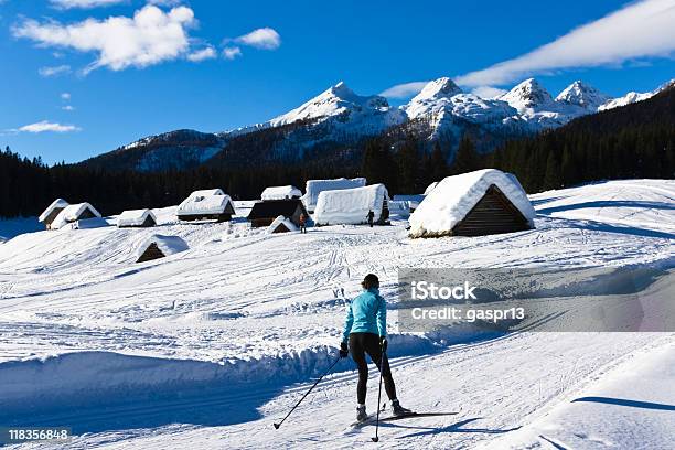 Recreational Crosscountry Skiing Stock Photo - Download Image Now - Active Lifestyle, Activity, Blue