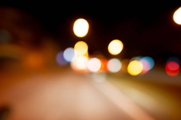 Abstract colorful bokeh light on traffic on night