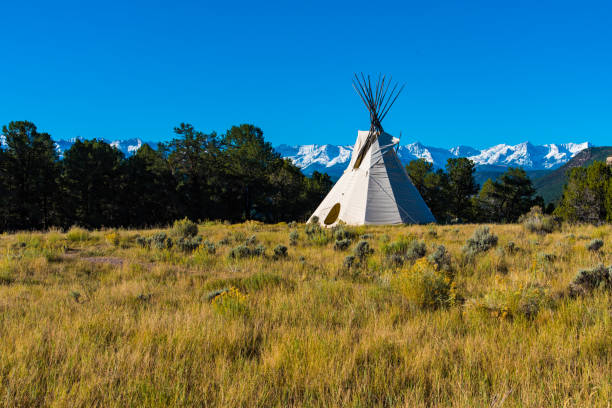istock Native American Tepee With a Mountain View 1183568781