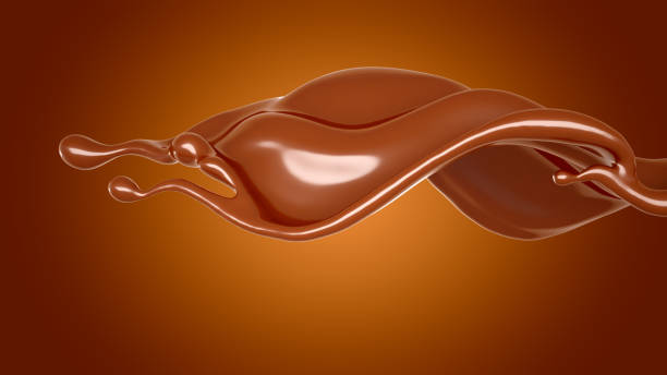 istock Beautiful, elegant splash of chocolate on a brown background. 3d illustration, 3d rendering 1183568917