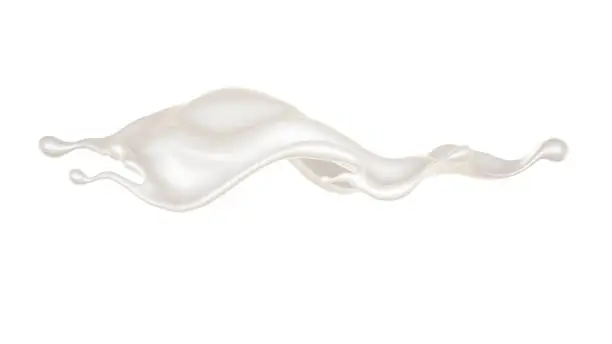 A beautiful, elegant splash of milk. 3d illustration, 3d rendering.