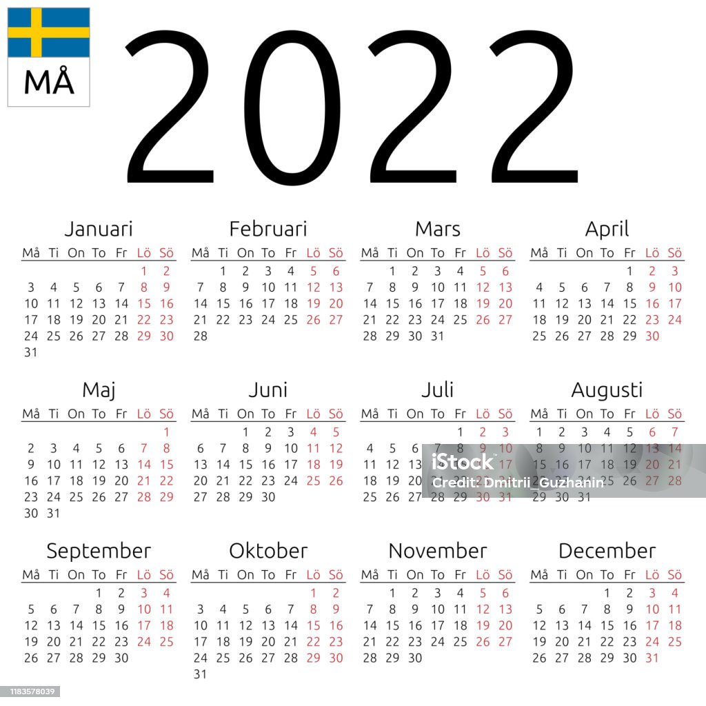 Lịch 2022 Thụy Điển Thứ Hai Hình Minh Họa Sẵn Có - Tải Xuống Hình Ảnh Ngay Bây Giờ - Ban Ngày, Bản Mẫu, Bảng Chữ Cái Latinh - Istock