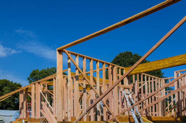 istock Exterior view construction new residential home. 1183579204
