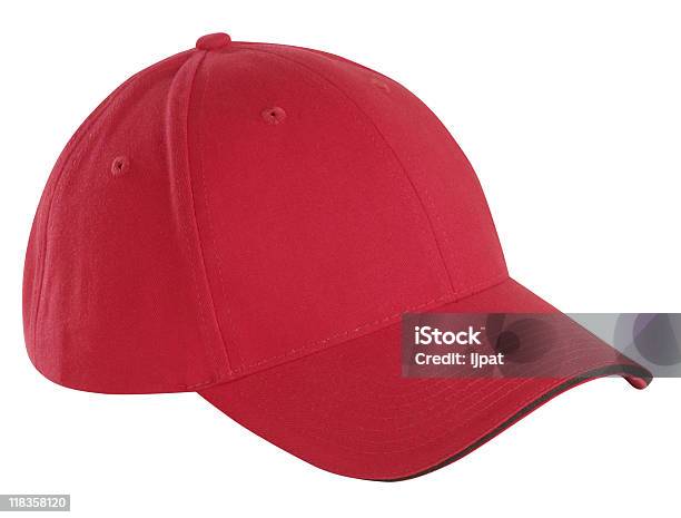 Red Baseball Cap Stock Photo - Download Image Now - Baseball Cap, Cap - Hat, Cut Out