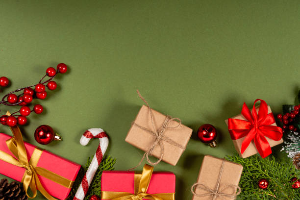 istock Creative christmas concept. Green background. 1183581373