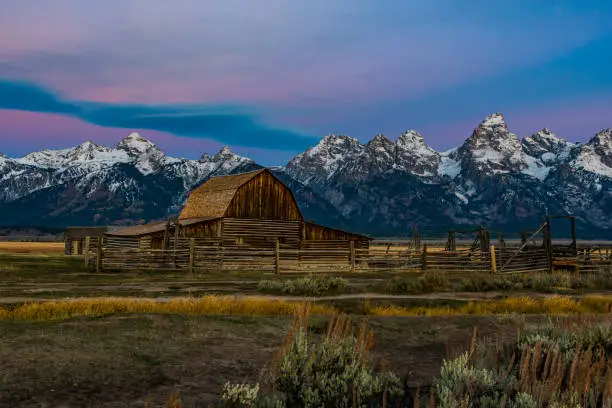 Photo of The Iconic John Moulton Barn at Sunrise in Wyoming